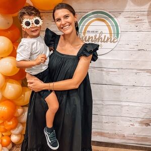 Mable | Black Maxi Dress Ruffle Sleeve | Sz Small